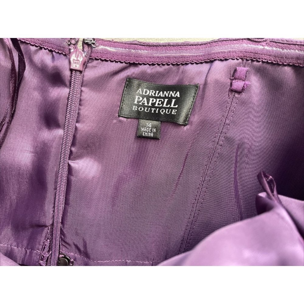 Adrianna Papell Cocktail Dress Womens 14‎ Purple Silk Sleeveless Bow Mini NEW - Picture 7 of 12